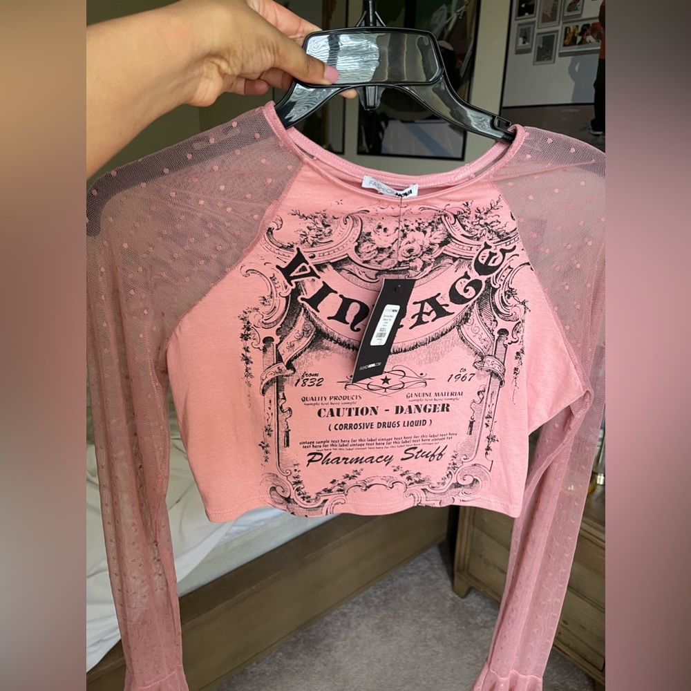 Fashion Nova mesh sleeve top